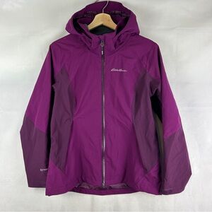 EDDIE BAUER WeatherEdge Plus Hard Shell Rain Jacket Size Small Purple Waterproof